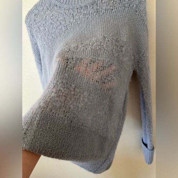 Free People Suki Alpaca Blend Sheer Detail Sweater Blue Size M - Picture 5 of 6